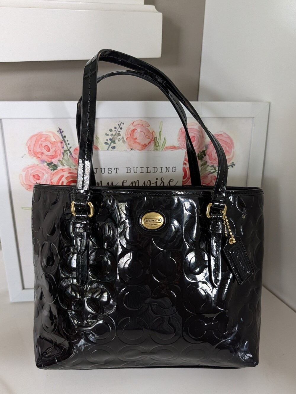 🖤 Vintage Y2K Coach Peyton F50540 Patent Leather Embossed Signature Tote Bag